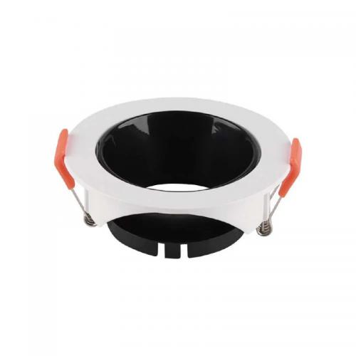 V-TAC - GU10 Корпус Кръг Бяла Рамка с Черен Рефлектор SKU: 6645