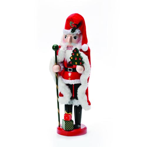 ACA LIGHTING - ^NUTCRACKER SANTA CLAUS WITH RED CAPE SCEPTER & TREE H35cm^  X143502