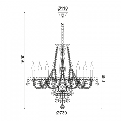 ACA LIGHTING - chendalier LILIUM BLK80048PCG 8 x E14 max. 40W
