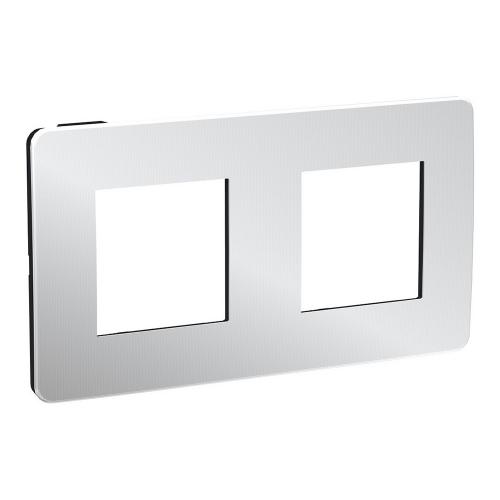 SCHNEIDER ELECTRIC - NU280456 cover frame - 2 gangs - 2 x 2 modules - light aluminium/ black coarse surface