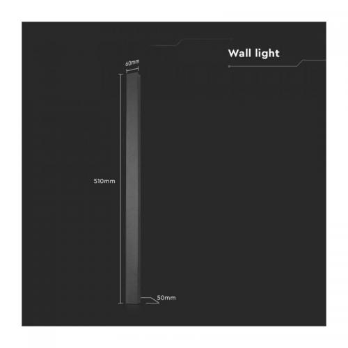 V-TAC - 10W LED Линейна Фасадна Лампа 510x60x50мм 3000K Антрацит IP65 SKU: 10429