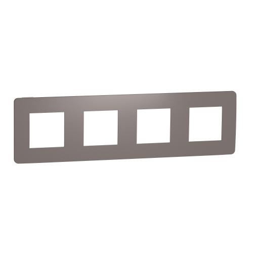 SCHNEIDER ELECTRIC - NU280816 cover frame - 4 gangs - 4 x 2 modules - chocolate/ white