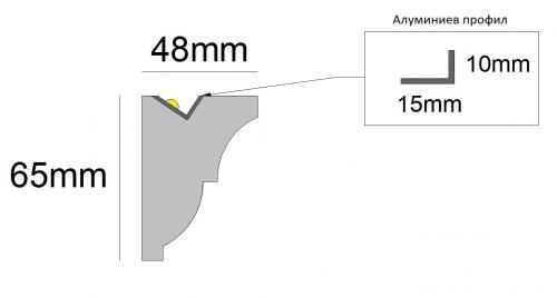 RAY DECOR - Декоративен профил от XPS за скрито LED осветление 48х65x2000mm  RL123
