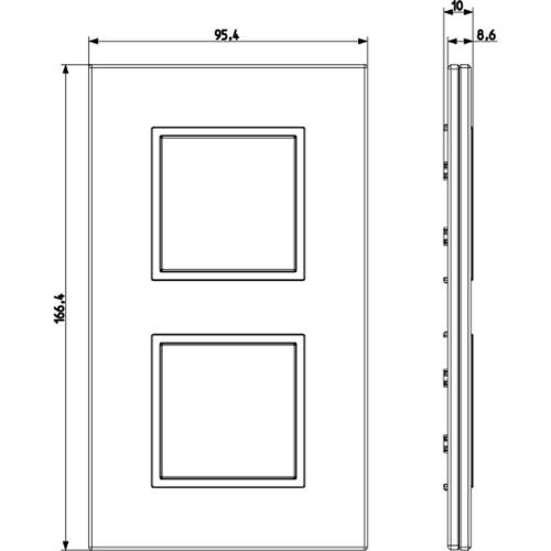 VIMAR - 21643.76 - Plate 4M (2+2) 71mm black diamond
