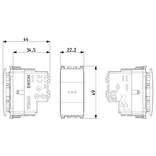 VIMAR - 20113.N - Axial 1P 16AX reversing switch Next