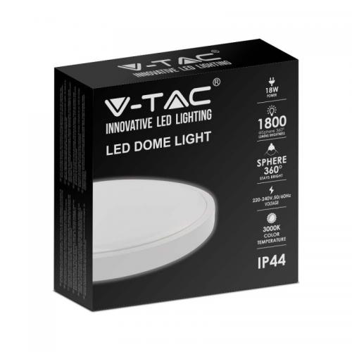 V-TAC - 18W LED Dome Light Round White Frame 4000K IP44 SKU: 7616  VT-8618