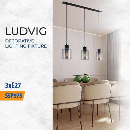VIVALUX - VIV005295 Полилей LUDVIG ∙ SSP975-L3H ∙ 3хE27 ∙ метал+стъкло ∙ черен