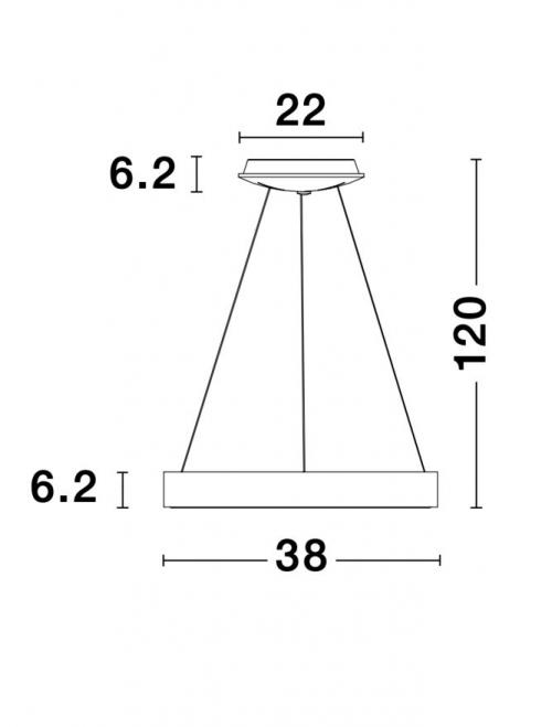 NOVA LUCE - pendant luminaire  RANDO THIN 9453434 LED 30W, 1950Lm, 3000K, IP20 D: 38 H: 120 cm