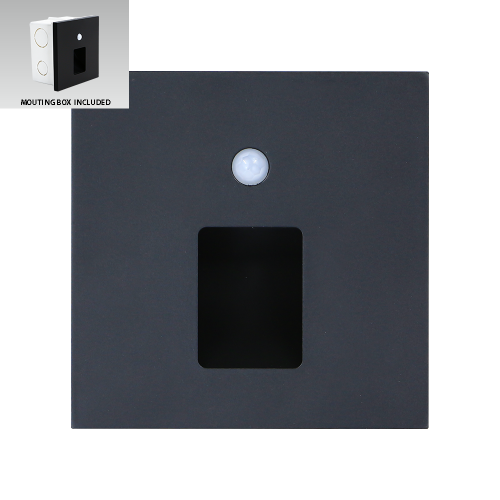 EMITHOR - 70424 LED луна за вграждане в стълбище със сензор 1W, 55lm, 4000K, 230V черна Step light Vix