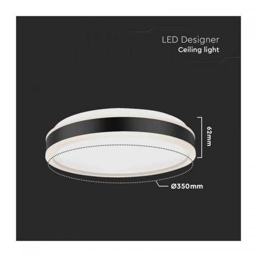V-TAC - 18W LED Designer Ceiling Light Round Black 4000K Dimmable SKU: 6986