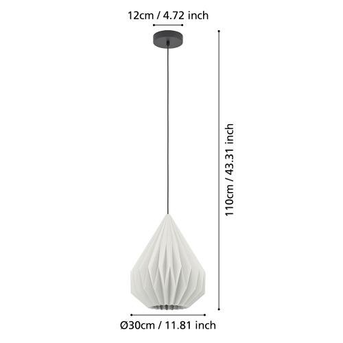 EGLO - pendant light MINTING E27 25W white, black - 43932