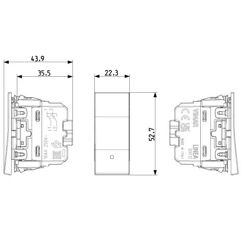 VIMAR - 1P 10AX Push Button in-line canvas, lightable - 30008.C