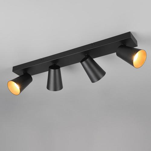 TRIO - Спот четворен, черен и златен ринг SHARP 817100432 4x GU10 10W черен