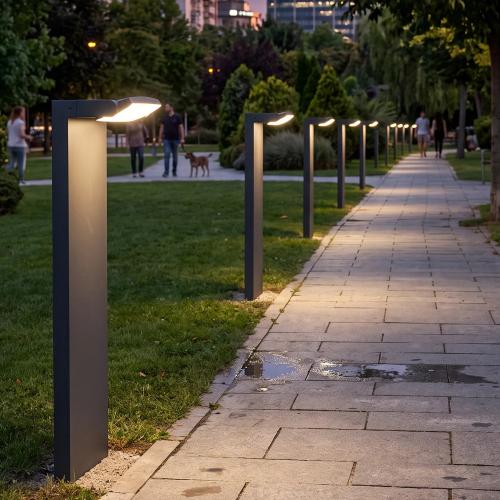 ACA LIGHTING - Влагозащитен градински стълб  Д:17.8, Ш:17.5, В:80 см.  SJ15323   LAMEA ⚡ LED 12W ⚡ 960LM ⚡ 3000K ⚡ 230V ⚡ IP65 ✴ Черен 
