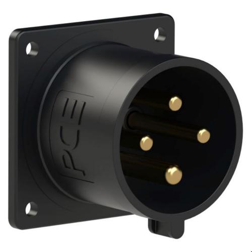 PCE - CEE attachment plug 70x70 straight 32A 4p 6h IP44 black  624-6x