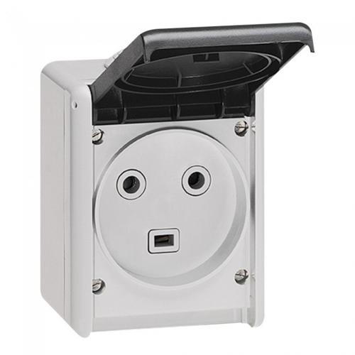 LEGRAND - Socket outlet Plexo IP44 - 32 A - 2P+E 230 V~ - surface mounting - grey  55872
