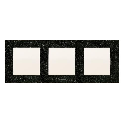 PANASONIC - 3gang Frame Corian Black Quartz WKTF08033CB