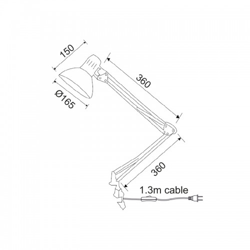 ACA LIGHTING -  SF606BS DESK LAMP E27 CLAMP SILVER PENNA 