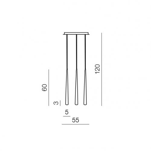 AZZARDO - Пендел Stylo 3 Black MD 1220- 3 