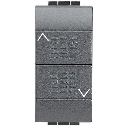 BTICINO - L4027 Pushbutton double (1P/NO)+(1P/NO) interlocked 1 module anthracite