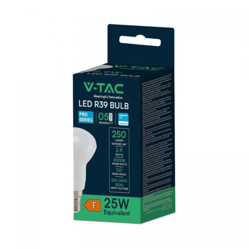 V-TAC - LED Bulb - SAMSUNG CHIP 3W E14 R39 Plastic 3000K SKU: 21210