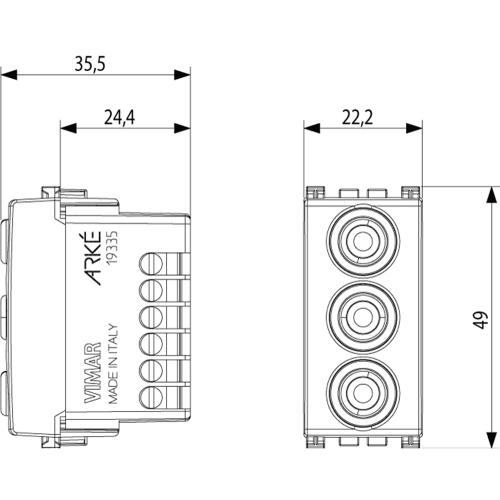 VIMAR - 19335 - Socket with 3 RCA connector grey