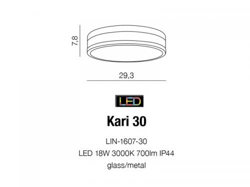 AZZARDO - LED Плафон  влагозащитен IP44 Kari 30 LIN-1607-30 / AZ2066