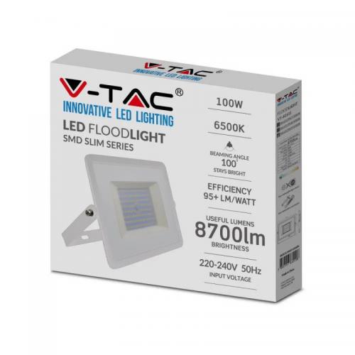 V-TAC - 100W LED Прожектор Е-Series G2 Бяло Тяло 6500K SKU: 215969