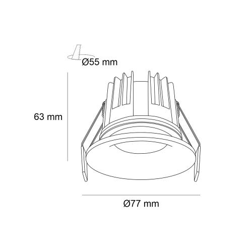 POLARIS LIGHTING - LED ЛУНА за вграждане SMOOT TRIAC DIM кръгла Ø77/H63mm 10W 3000K 810lm 24° бяла 1010Т