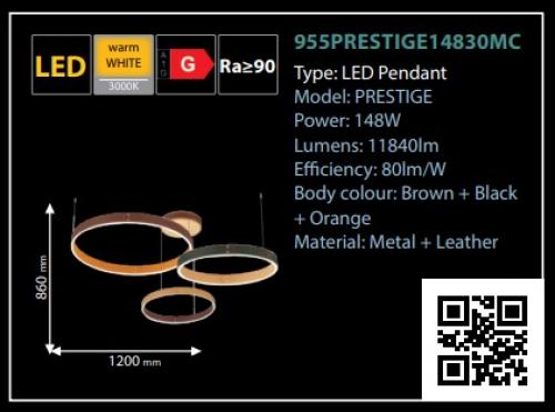 ELMARK - PRESTIGE LED ПЕНДЕЛ 148W 3000K 11840lm КОЖА МНОГОЦВЕТЕН 955PRESTIGE14830MC