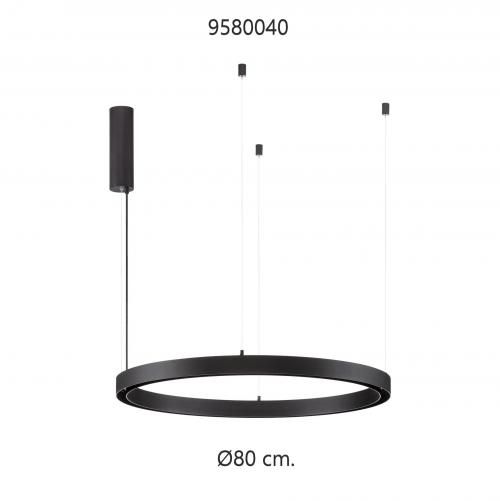 NOVA LUCE - Magnetic pendant light  Ø80, H:150 cm.  9580040  HALO MAGNETIC B30 ⚡ LED 60W ⚡ 3000K ⚡ 220–240V ⚡ IP20 ✴ Black aluminum