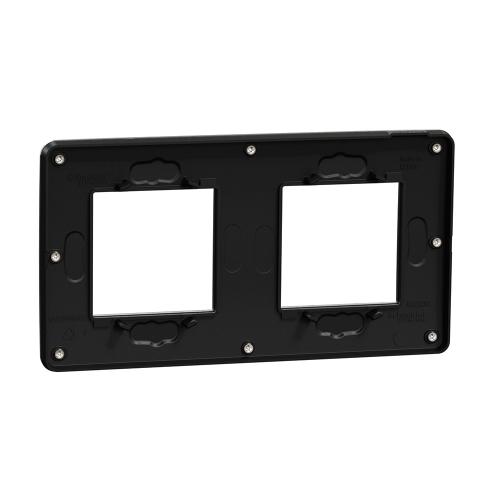SCHNEIDER ELECTRIC - NU280456 cover frame - 2 gangs - 2 x 2 modules - light aluminium/ black coarse surface