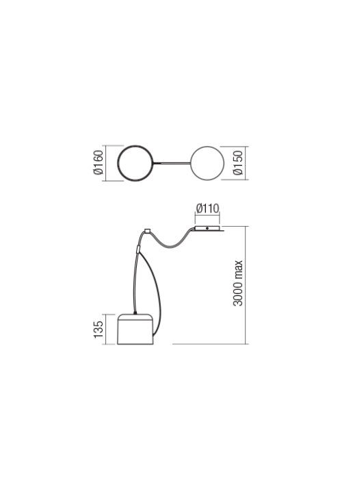 REDO GROUP - Пендел  DODO 01-1824   SU 1X42W E27 20/250cm BK