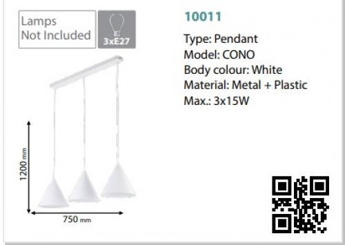TKLighting - CONO PENDANT 10011 3XE27 WHITE 3x15W 10011
