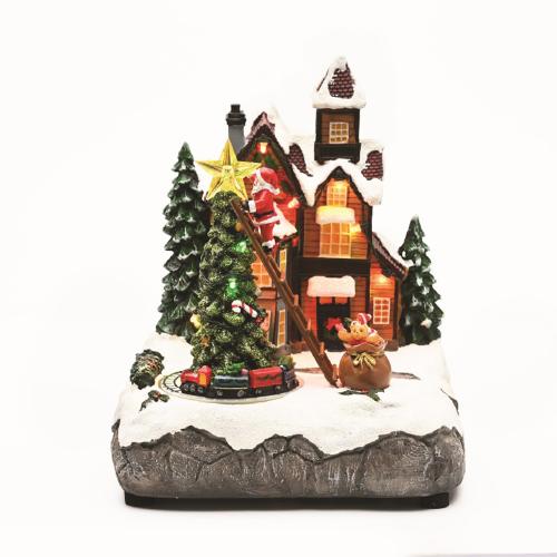 ACA LIGHTING - LED MULTIC.HOUSE TREE TRAIN MOVEM. MUSIC ADAPT:4.5V (NOT INCL) BATT:3XAA (NOT INCL) 19*16*22cm X0350