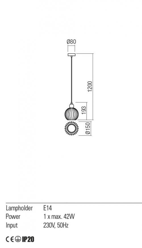 REDO GROUP - Пендел PLUMEN 01-2063 E14, 1X40W, D150, SGS