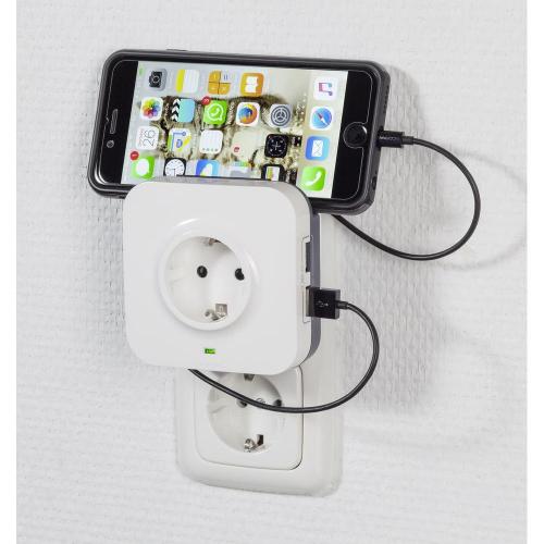 LEGRAND - 694671 Aдаптер защита от пренапрежение 2P+T, 16A 2xUSB и поставка за телефон