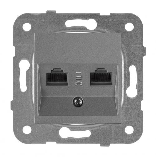 PANASONIC - Double RJ45 Cat 5 Panasonic Karre Plus Darkgrey