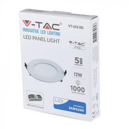 V-TAC - 12W LED Panel Premium SAMSUNG Chip Round 3000K SKU: 712