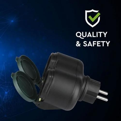 V-TAC - 2 Гнезда Щепсел Разклонител Влагозащитен 16А IP44 Зелен SKU: 8812 VT-1102-2