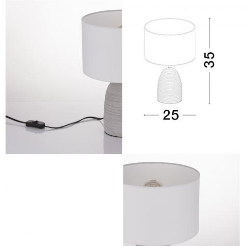 NOVA LUCE - Bedside lamp  D:25, H:35 cm.    9050166   CHEMPO ⚡ LED E27 ⚡ 1x12W ⚡ 230V ⚡ IP20 ✴ Grey Concrete & White Fabric 