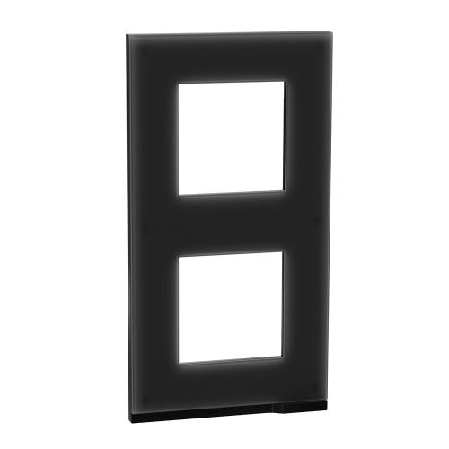 SCHNEIDER ELECTRIC - NU6004V86 vertical cover frame - 2 gangs - 2 x 2 modules - black glass