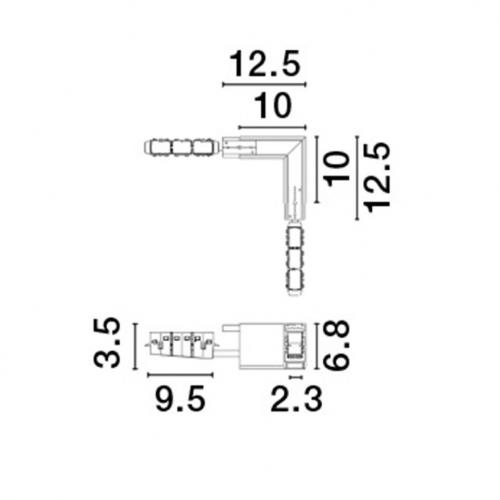 NOVA LUCE - Sandy Black Aluminium Connector L: 17.5 W: 7 H: 6.8 cm.  9010194  BREDA MAGNETIC 