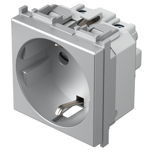 TEM - VM10ES Socket Schuko 2P+E 16A 2M, color Silver matt, Modul
