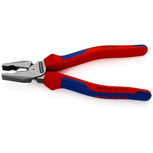 KNIPEX - Комбинирани клещи High Leverage двукомпонетни синьо/червени, 200мм 0202200