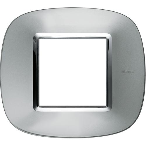 BTICINO - HB4802XC Elliptical cover plate 2 modules - aluminium 