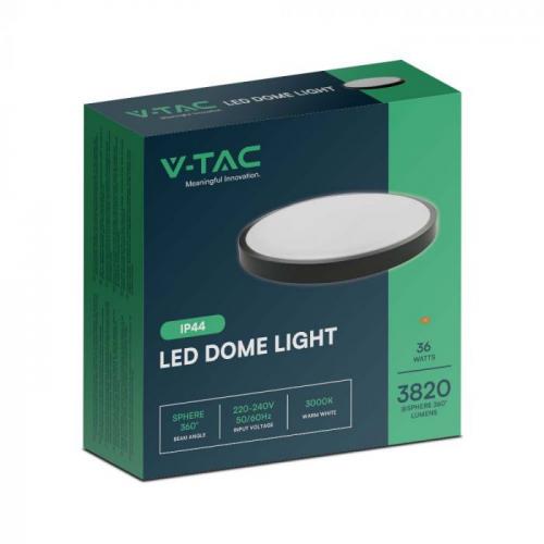 V-TAC - 36W LED Dome Light Round Black Frame 6400K IP44 SKU: 76411