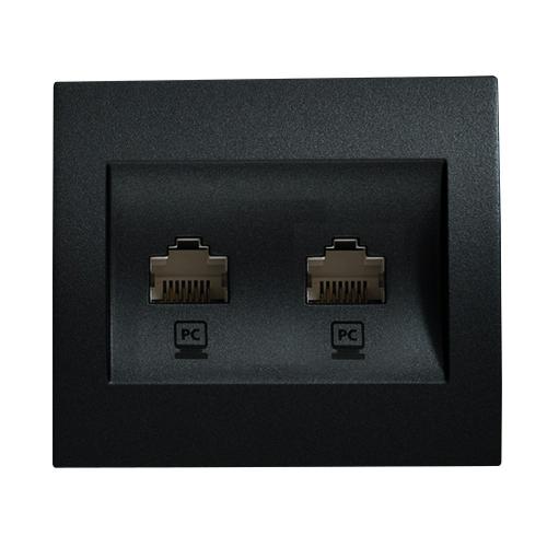 PANASONIC - Double RJ45, Cover WBTR0406-5BL