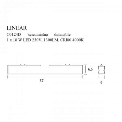 MAXLIGHT - Ceiling lamp LINEAR C0124D ,1 x 18W LED 230V, 1300 LM,CRI80