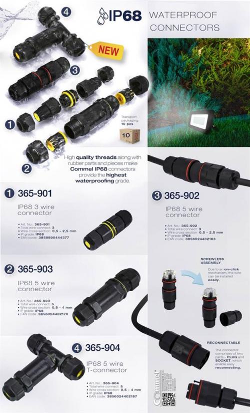 COmmel - Кабелен конектор IP68 черен за кабел 5х0.5-4мм2 Commel 365-903
